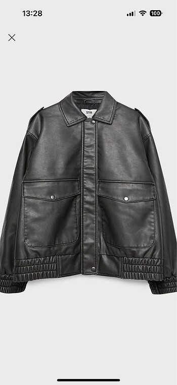 m Beden gri Renk STRADIVARIUS SUNI DERI PILOT CEKER OVERSIZE
