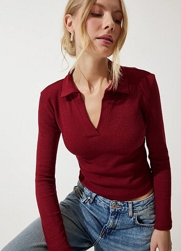 Happiness Polo Yaka Bordo