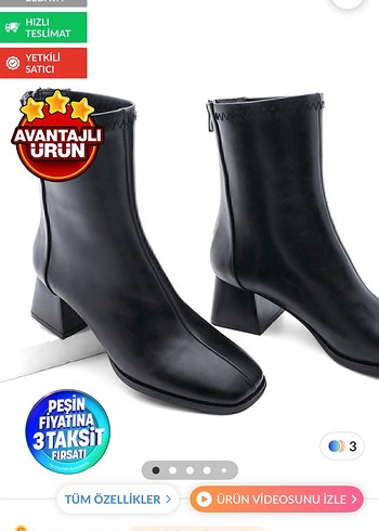 Marjin Marjin Siyah Deri Stiletto Topuklu Kadın Bot