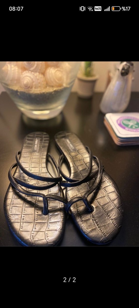 Nine West Siyah Yılan Desenli Terlik - Görsel 4