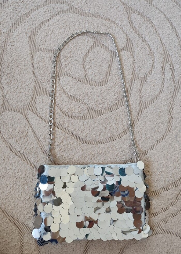 gümüş pullu payet çanta - Görsel 4