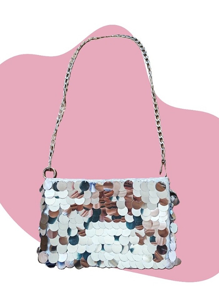 gümüş pullu payet çanta - Görsel 2