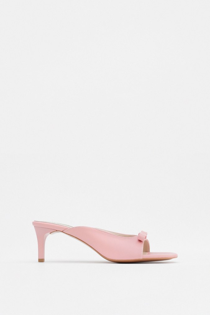 Pembe Topuklu Minimalist Kadın Terlik - Görsel 2