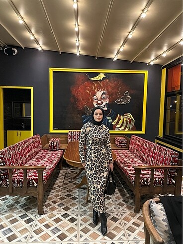 m Beden çeşitli Renk Leopar desenli elbise