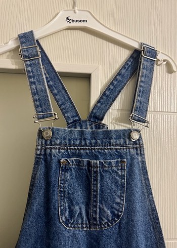 Kadın Mavi Denim Askılı Midi Tulum - Görsel 2