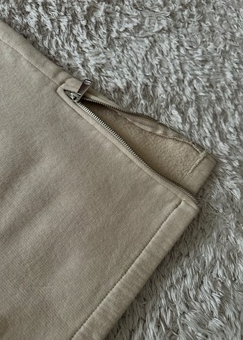 Kadın Bej Rahat Kesim Fermuarlı Eşofman Altı - Görsel 4