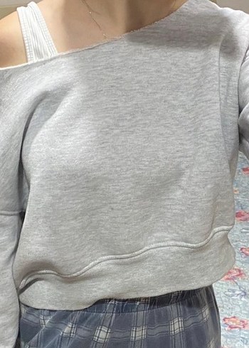 düşük omuz sweatshirt - Görsel 3