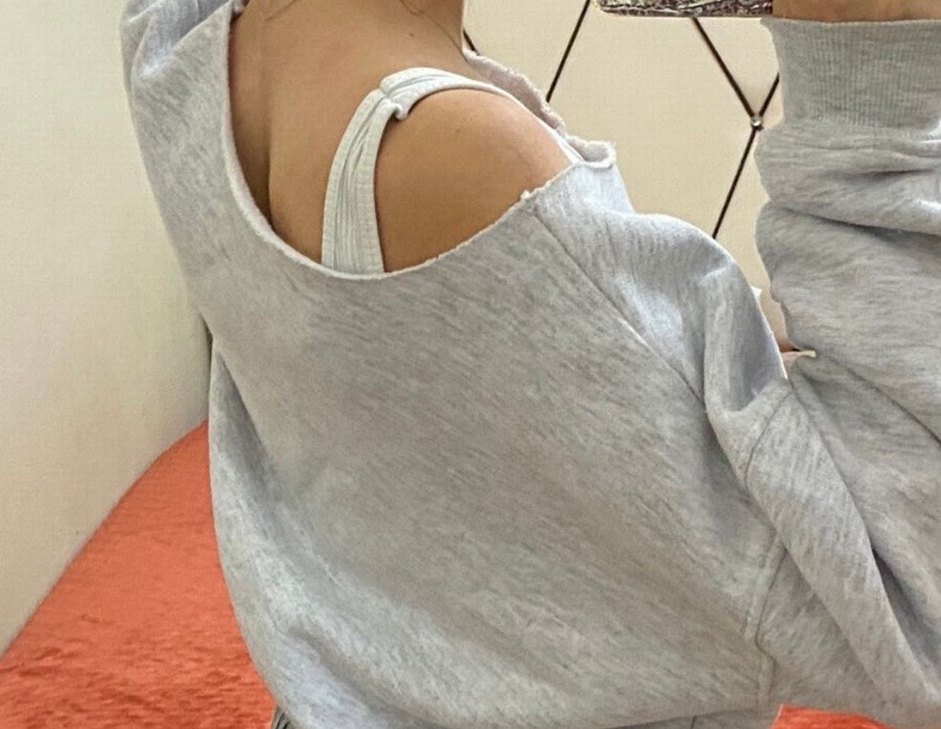 düşük omuz sweatshirt - Görsel 2