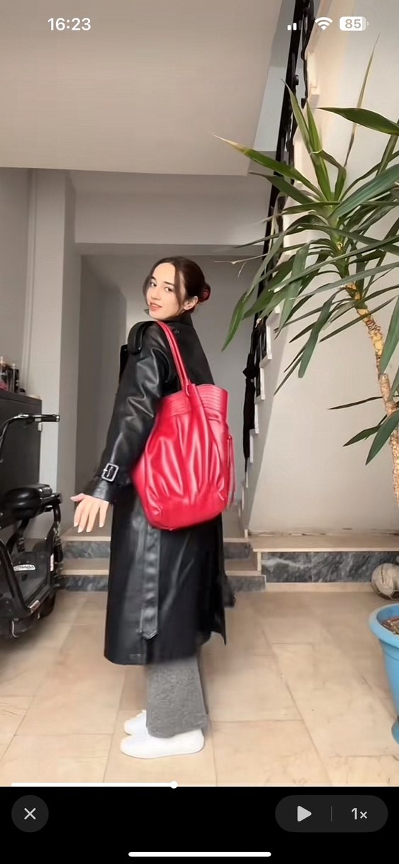 Kadın Kırmızı vintage y2k omuz Çantası - Görsel 3