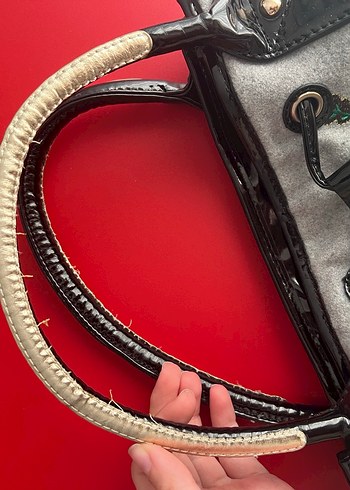 Nakışlı Gri Kadın Çanta y2k vintage - Görsel 6