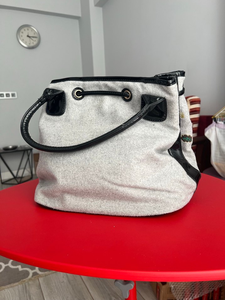 Nakışlı Gri Kadın Çanta y2k vintage - Görsel 2