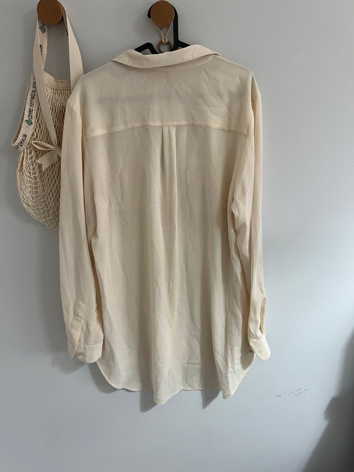 Krem ekol Düğmeli Kadın Gömlek - Görsel 4