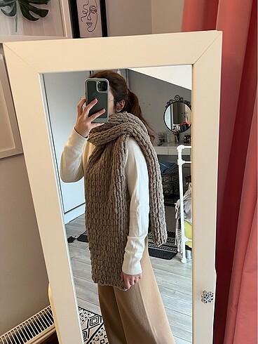 Bershka Vizon peluş yün atkı