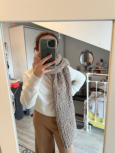  Beden Vizon peluş yün atkı