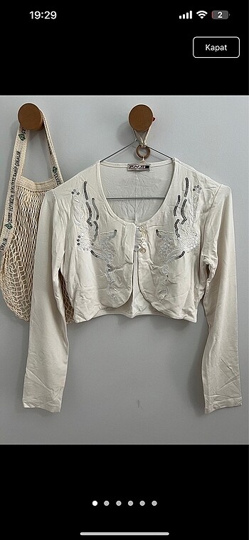 Krem bolero crop hırka y2k vintage coquette