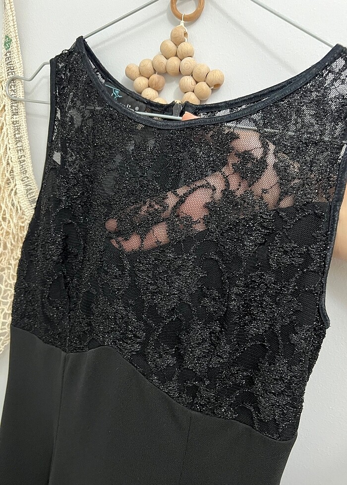 Siyah Güpürlü şık elbise abiye - Görsel 2