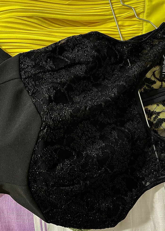 Siyah Güpürlü şık elbise abiye - Görsel 4