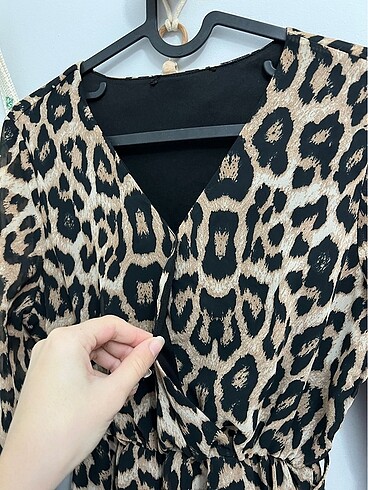 s Beden kahverengi Renk Leopar desenli elbise