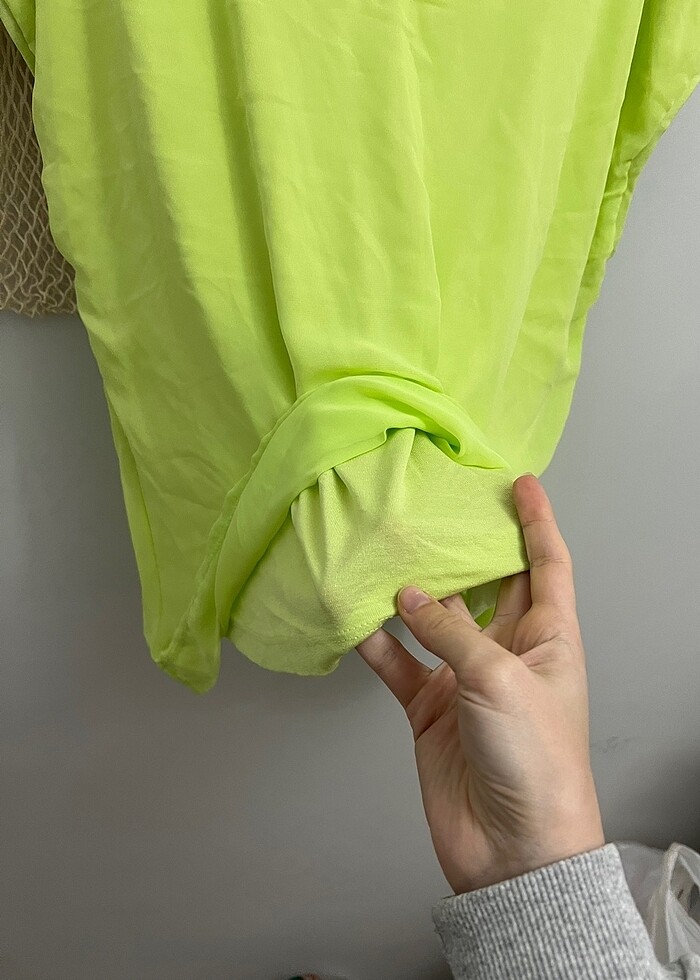 Kadin yeşil kısa kollu bluz tişört - Görsel 2