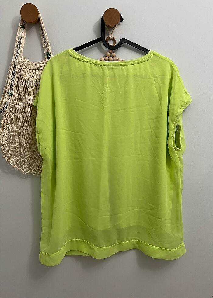 Kadin yeşil kısa kollu bluz tişört - Görsel 3