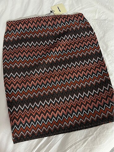 xl Beden çeşitli Renk Koton zigzag desenli simli etek