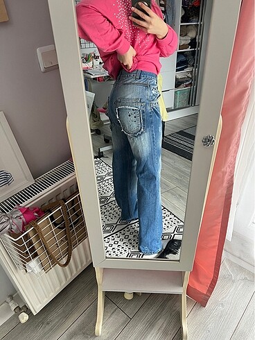Mango Zımbalı mavi yıkamalı jean y2k
