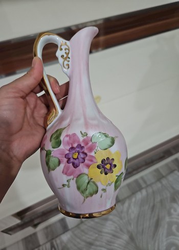 Pastel Pembe Çiçek Desenli Vazo