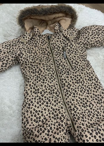 H&M Kürklü Leopar Desenli Kız Bebek Tulum - Görsel 3