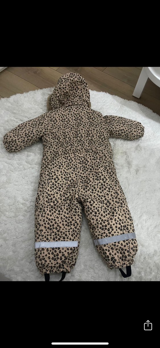 H&M Kürklü Leopar Desenli Kız Bebek Tulum - Görsel 4