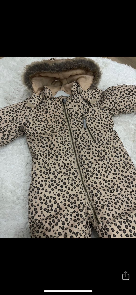 H&M Kürklü Leopar Desenli Kız Bebek Tulum - Görsel 3