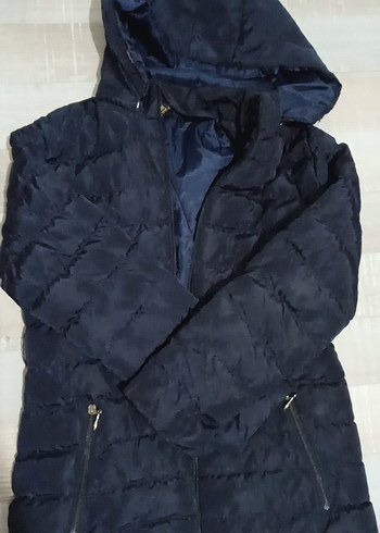 Kadın Lacivert Midi Kışlık Fermuarlı Mont - Görsel 3