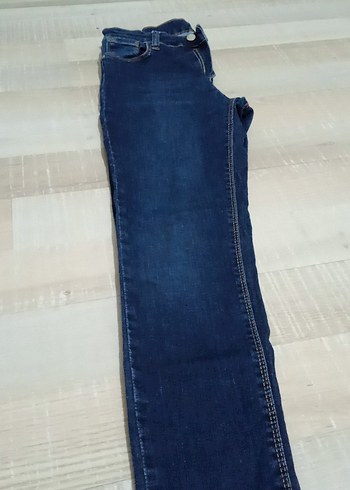 Kemerli Lacivert Kadın Denim Pantolon - Görsel 2
