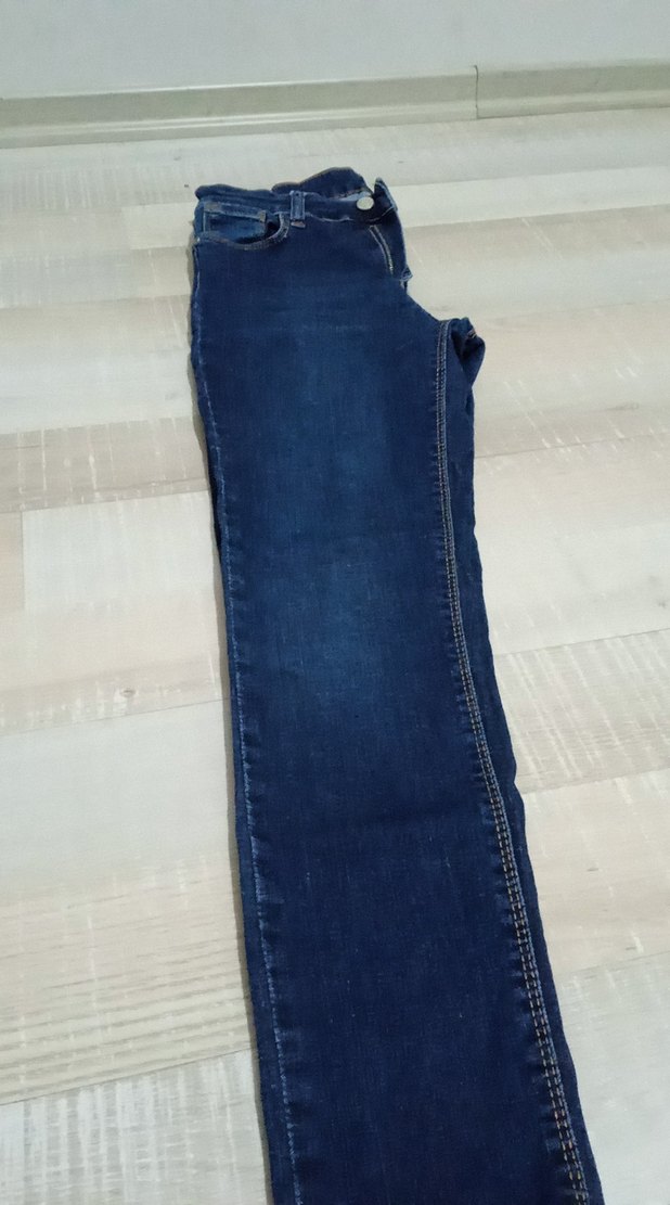 Kemerli Lacivert Kadın Denim Pantolon - Görsel 2