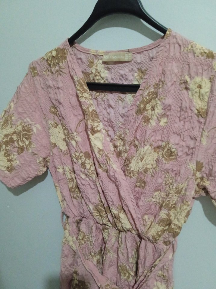 Pembe Bağlamalı Uzun Bohem Kadın Sabahlık - Görsel 2