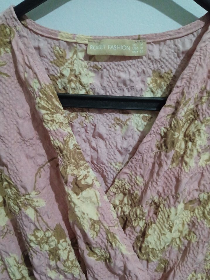 Pembe Bağlamalı Uzun Bohem Kadın Sabahlık - Görsel 3