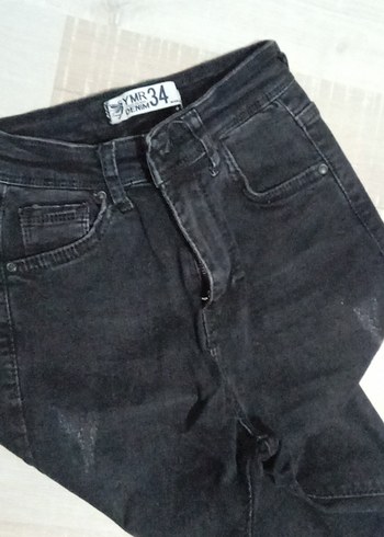 Siyah Kadın Midi Boy Kot Pantolon - Görsel 3