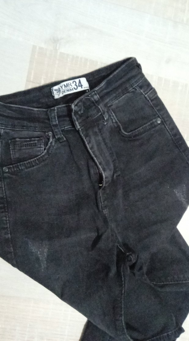 Siyah Kadın Midi Boy Kot Pantolon - Görsel 3