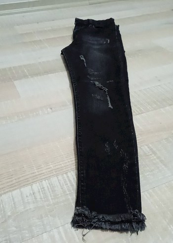 Siyah Midi Boy Kadın Kot Pantolon - Görsel 2