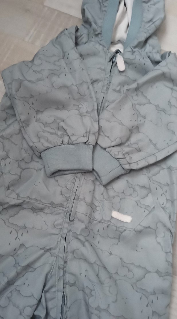 Kapüşonlu Gri Bebek Kayak Tulumu - Görsel 3