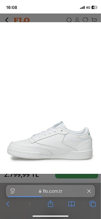 38,5 Beden REEBOK CLUB C 85 SNEAKER AYAKKABI