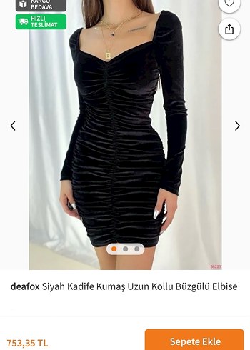 Siyah Drapeli Mini Kadife Elbise - Görsel 4