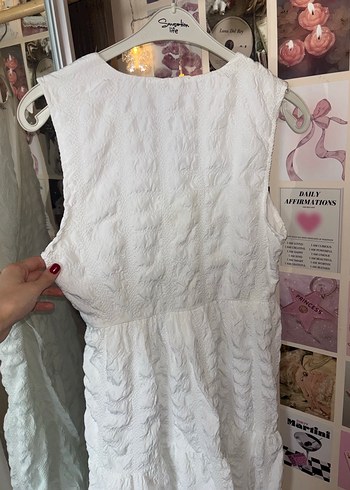 Beyaz Keten uzun Elbise - Görsel 4