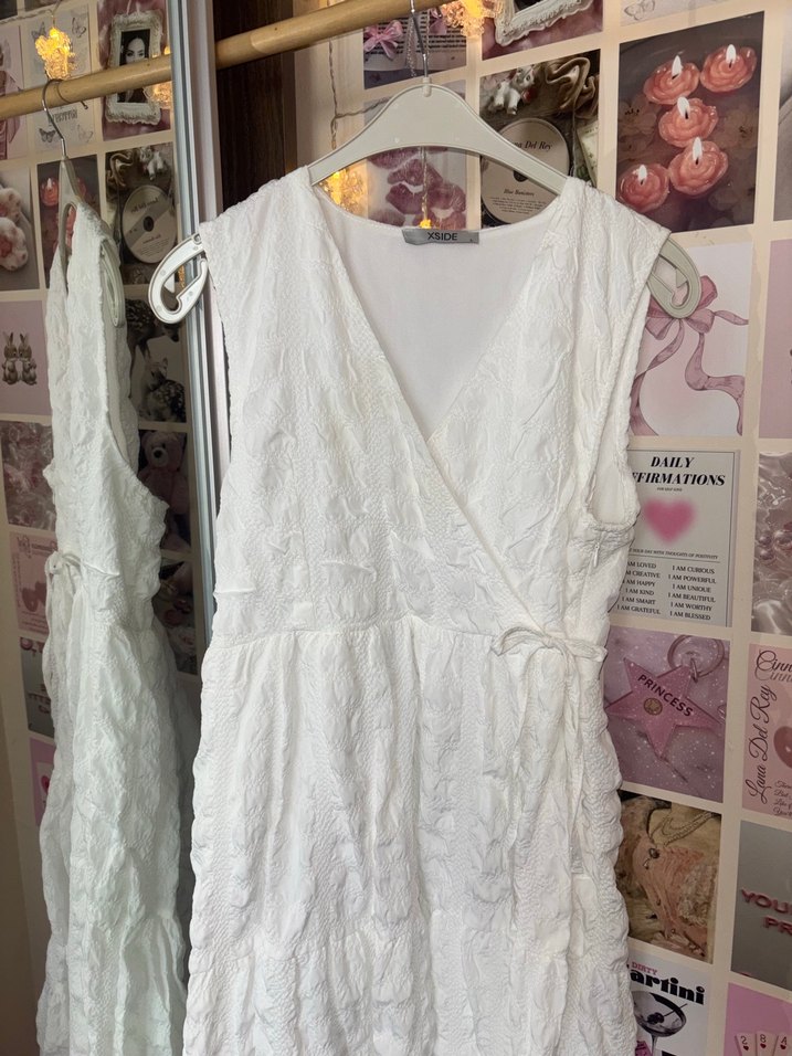 Beyaz Keten uzun Elbise - Görsel 2