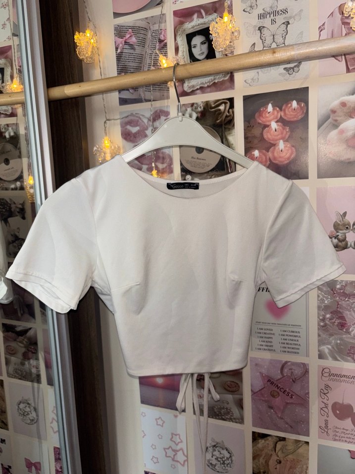 sırt dekolteli beyaz crop - Görsel 3