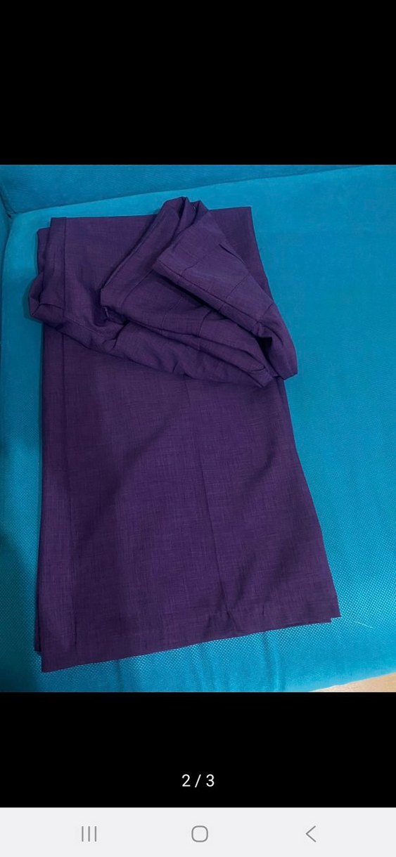 Mor Kadın Keten Pilili Kumaş Pantolon - Görsel 3