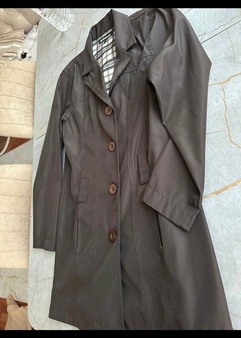 Düğmeli Midi Kadın Trençkot - Görsel 3