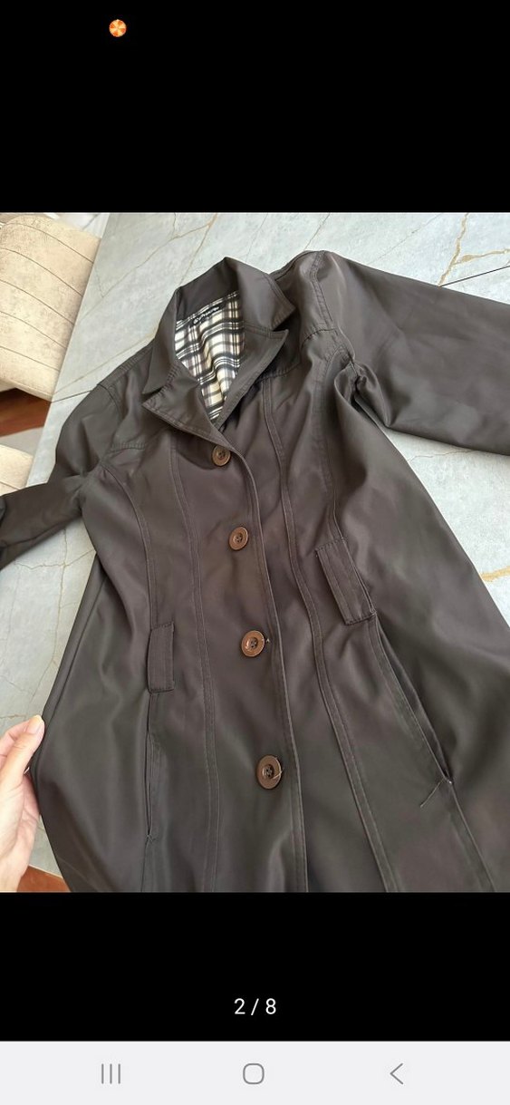 Düğmeli Midi Kadın Trençkot - Görsel 2