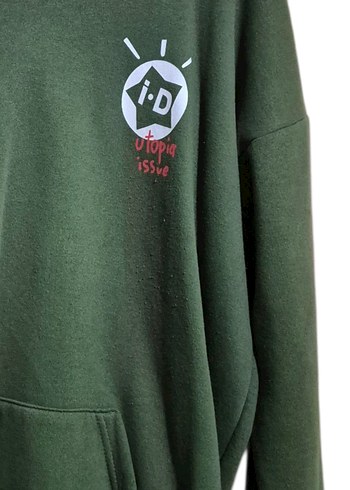 kadın oversize yeşil sweatshirt - Görsel 3