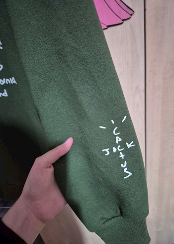 kadın oversize yeşil sweatshirt - Görsel 4