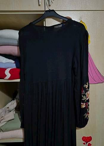 Püsküllü Nakışlı Siyah Bohem Uzun Elbise - Görsel 3